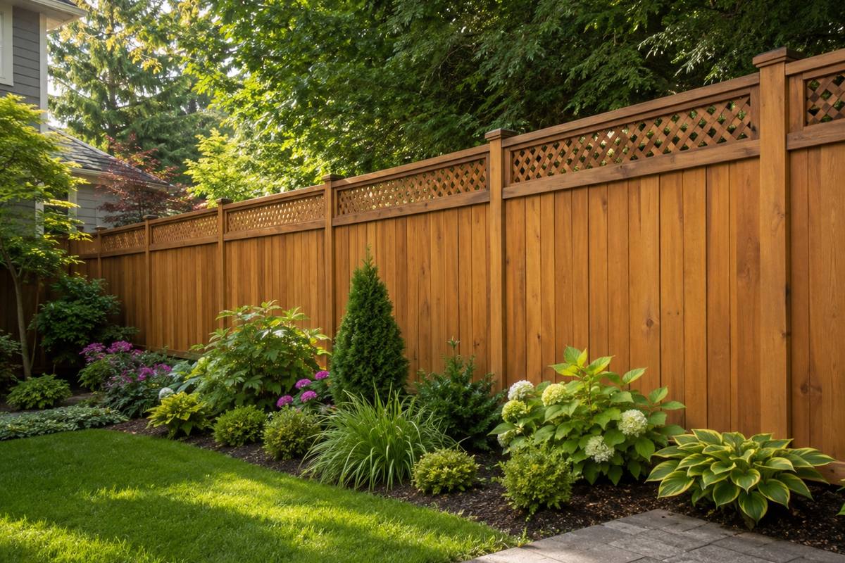 Backyard cedar privacy fence