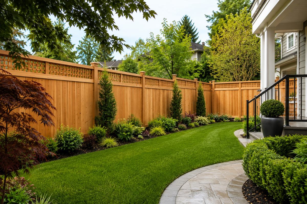 Cedar wood fence installation for a Vancouver backyard